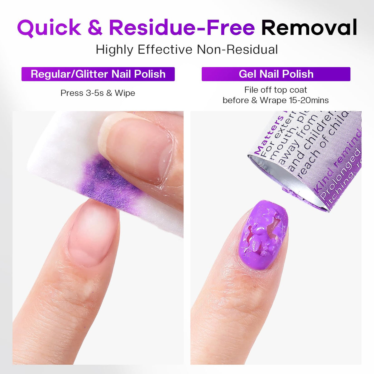 Glamonade single wipe open with visible wet acetone gel and quick removal