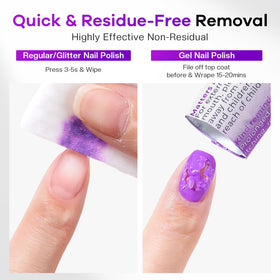 Glamonade single wipe open with visible wet acetone gel and quick removal