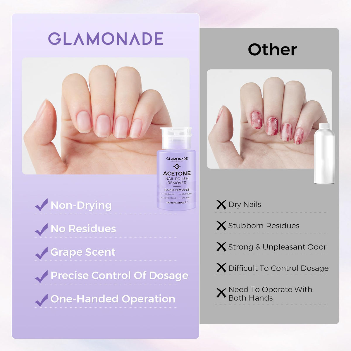 Glamonade bottle held in hand for scale and travel convenience