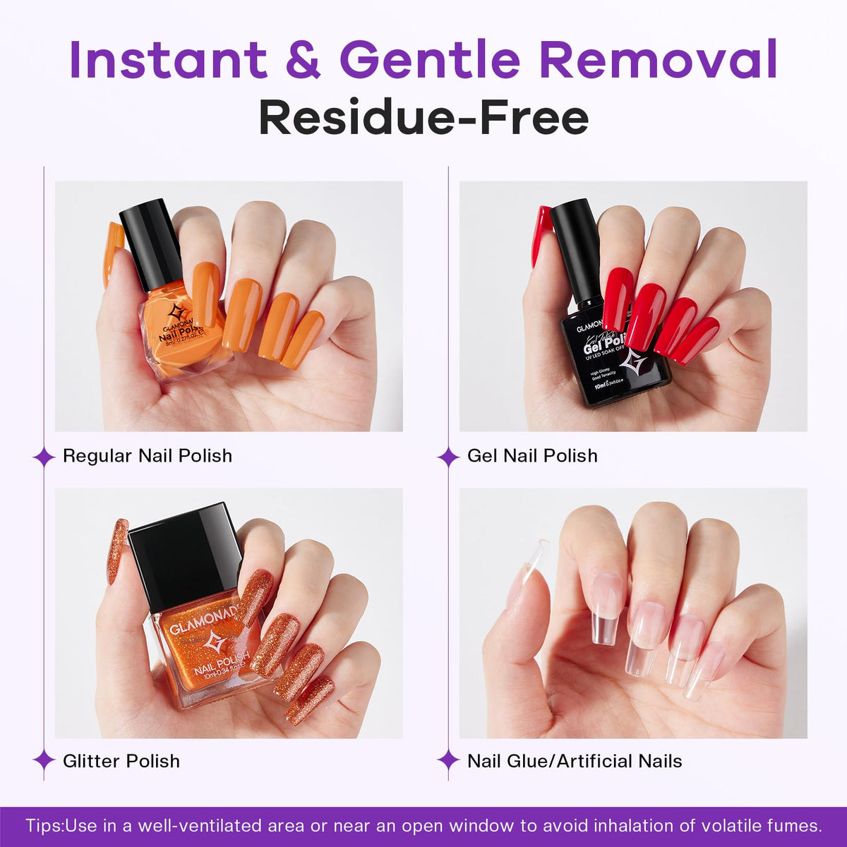 Glamonade acetone gel drop texture illustrating viscosity and control