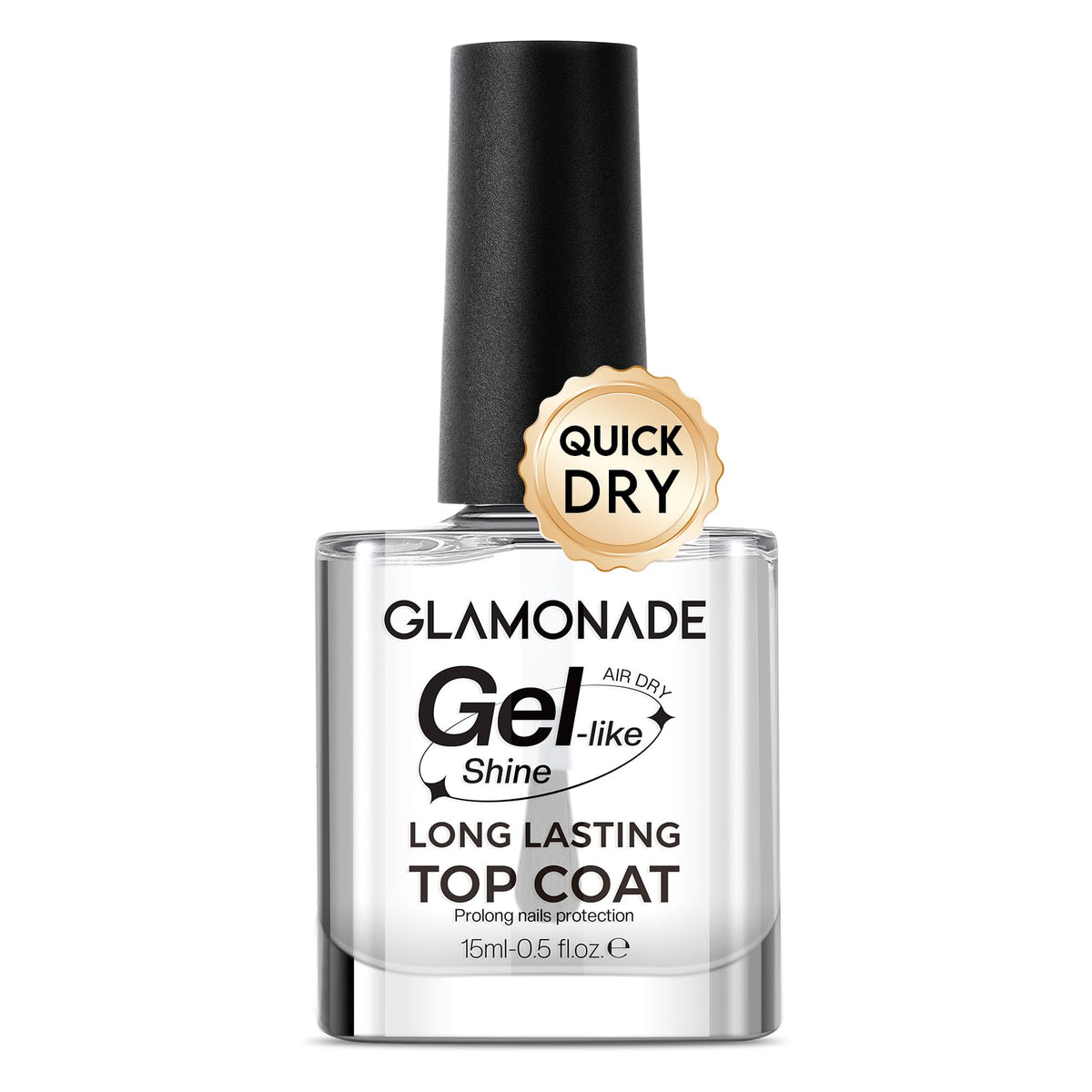 Glamonade front bottle showing clear top coat packaging and glossy finish benefit