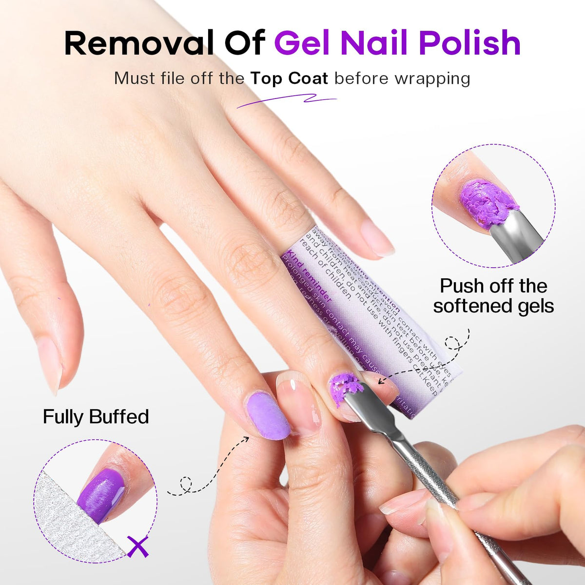 Glamonade used wipe next to clean nail showing before and after