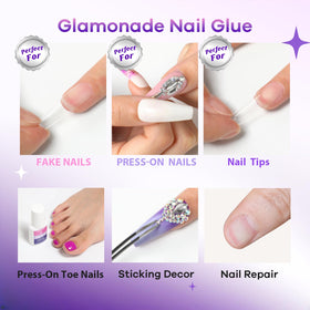 Glamonade glued nails after water exposure illustrating water-resistant seal