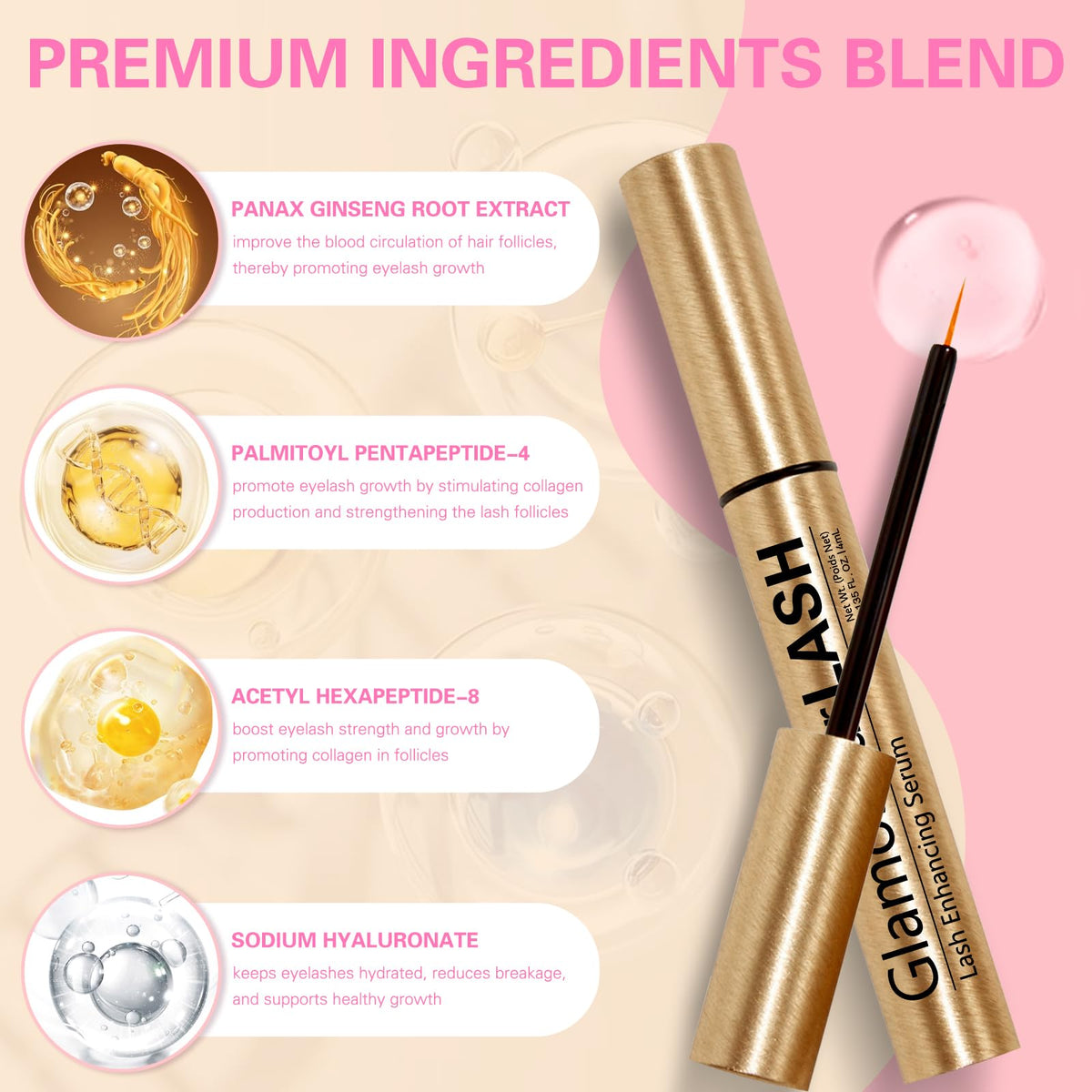 Glamosoar precision applicator close-up enabling accurate nightly lash-line application