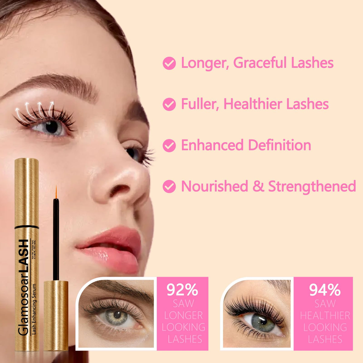 Glamosoar serum droplet texture close-up revealing lightweight, non-greasy formula benefit