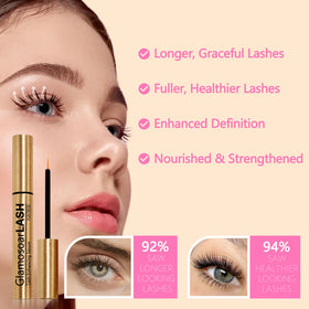 Glamosoar serum droplet texture close-up revealing lightweight, non-greasy formula benefit