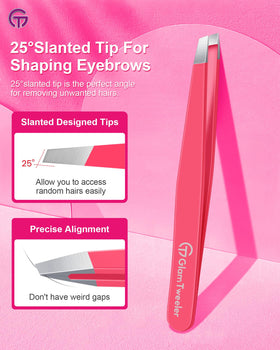 GlamTweeler leather case open with tweezer inside, protecting the tip