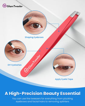 GlamTweeler removing eyebrow hair, illustrating clean, efficient plucking