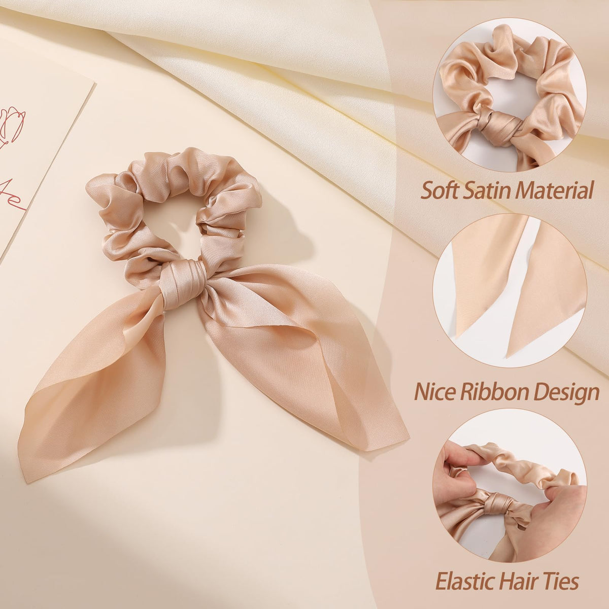 Glaudmeiss close-up satin texture of bow showing smooth fabric that protects hair