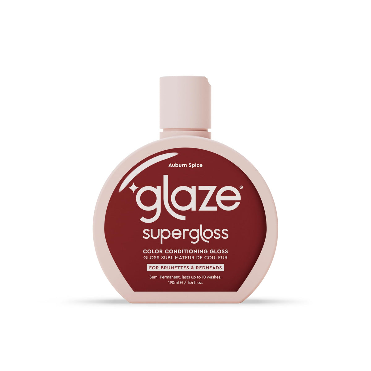 glaze front packaging showing auburn spice shade and glossy finish benefit