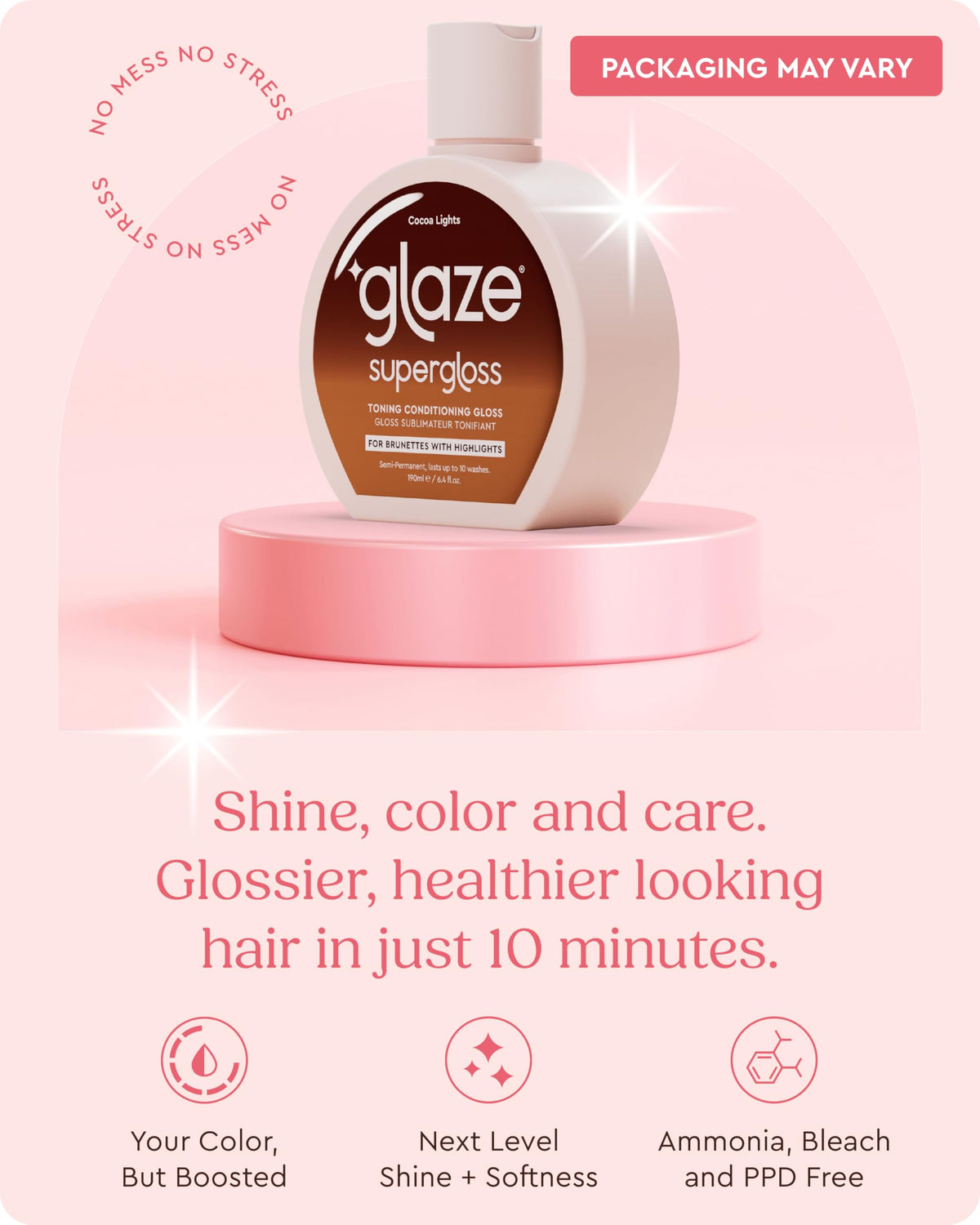 glaze product being applied to highlighted hair for color refresh