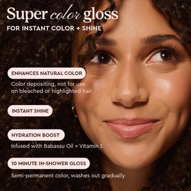 glaze being applied to dark hair, demonstrates easy salon-quality at-home use