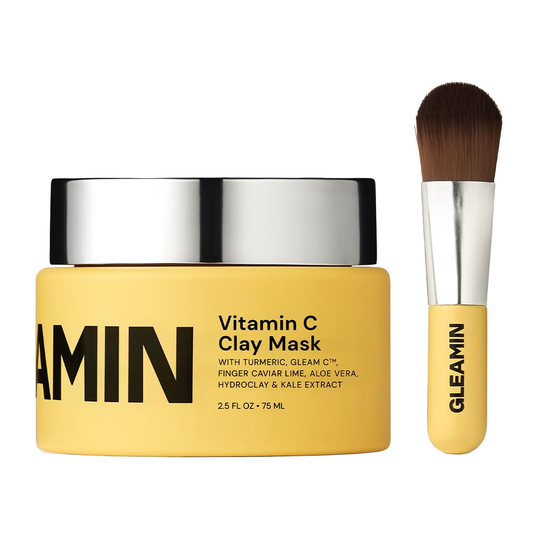 Gleamin front jar showing label and brightening mask benefit