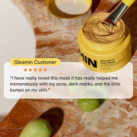 Gleamin on bathroom shelf in lifestyle setting for daily routine benefit