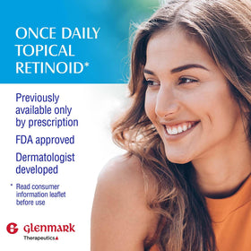 Product label close-up displaying Glenmark adapalene ingredients and usage directions for clarity