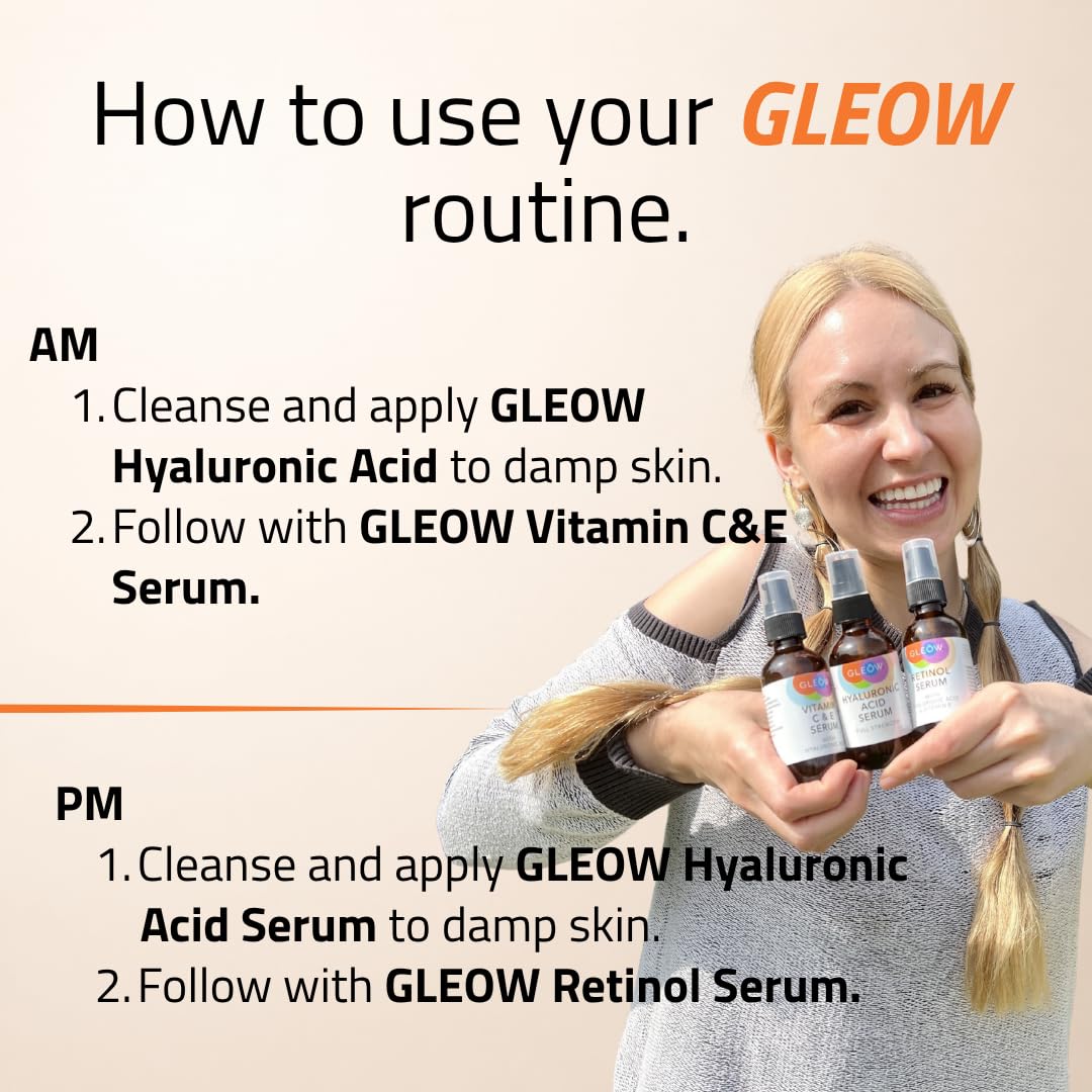 GLEOW morning routine outdoors showing vitamin C for a visibly brighter-looking complexion