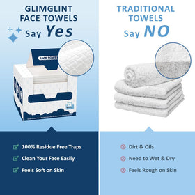 GLIMGLINT wipe removing makeup showing gentle effective cleansing
