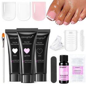 GlimightyX kit front packaging showing full toenail set and tools for easy home use