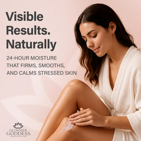 Glimmer Goddess being applied to forearm showing smooth hydration