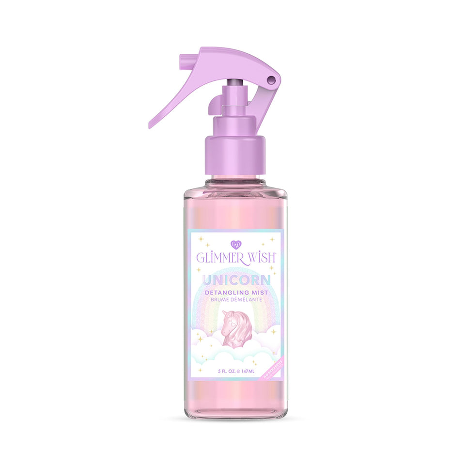 Glimmer Wish front bottle showing 5 fl oz pink detangler benefits