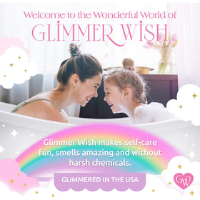 Glimmer Wish ingredient label closeup showing clean formulation