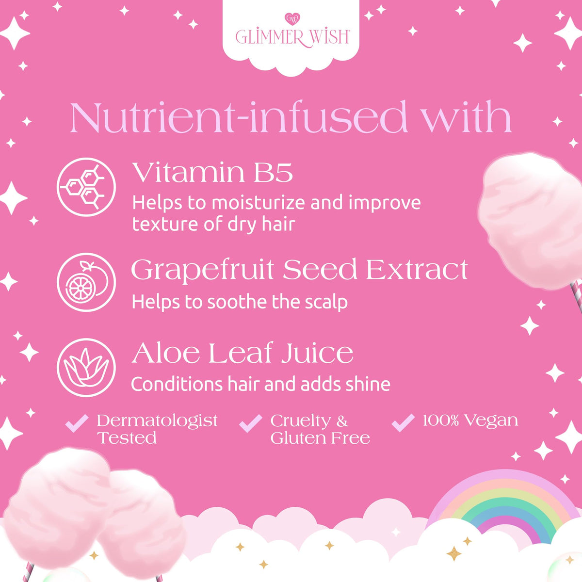 Glimmer Wish lather in hand demonstrating gentle foam and effective cleansing