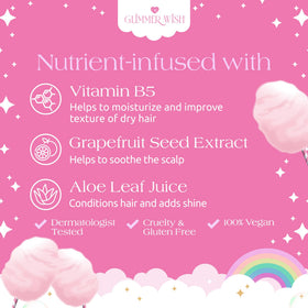 Glimmer Wish lather in hand demonstrating gentle foam and effective cleansing