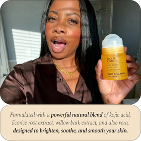 Glo Melanin demonstrating underarm application for targeted brightening and comfort