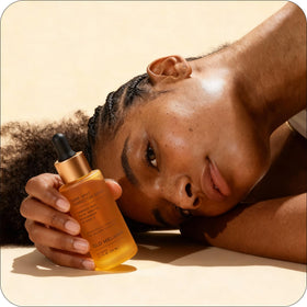 Glo Melanin before and after comparison illustrating spot reduction