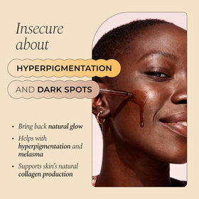 Glo Melanin dropper with serum texture highlighting fast absorption