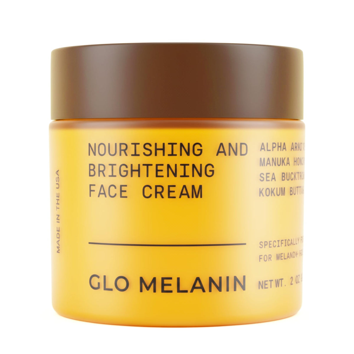 Glo Melanin face cream jar front view showing label and nourishing cream benefit