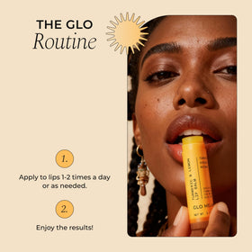 Glo Melanin label close-up with usage info, informs safe application and storage