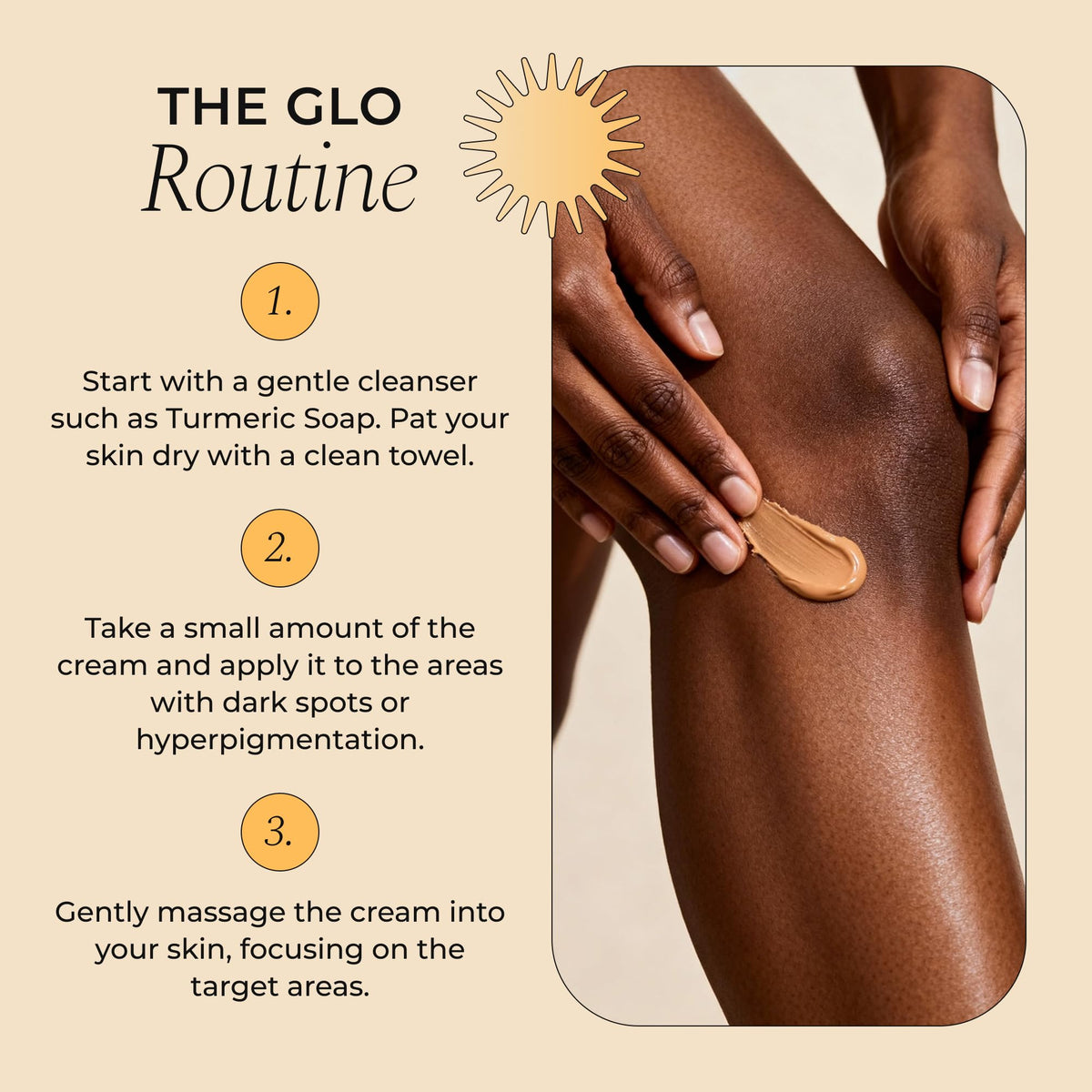 Glo Melanin on bathroom vanity showing daily skincare routine