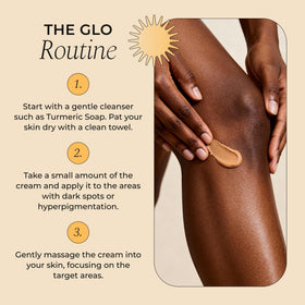 Glo Melanin on bathroom vanity showing daily skincare routine