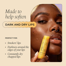 Glo Melanin open twist-stick revealing balm texture, demonstrates smooth easy application