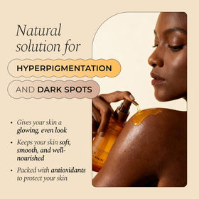 Glo Melanin pump and label detail highlighting ingredient clarity benefit