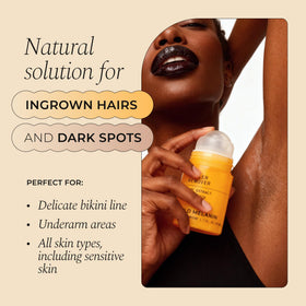 Glo Melanin roller ball close-up displaying applicator for precise, mess-free application
