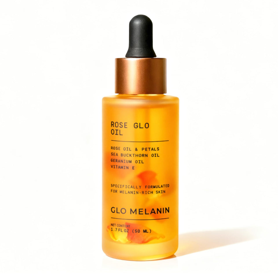 Glo Melanin front bottle view showing clean packaging and portability