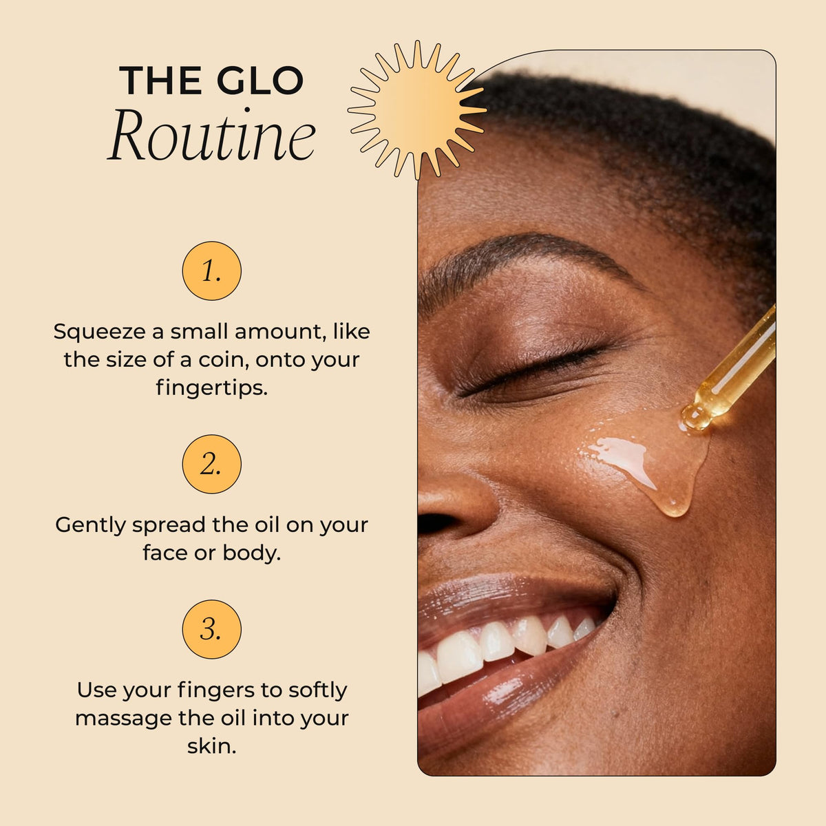 Glo Melanin bottle beside coin to show 50ml compact size benefit