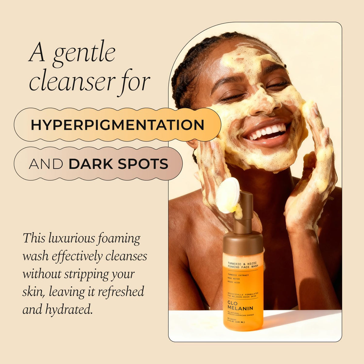 Glo Melanin scrubber top close-up highlighting gentle exfoliation