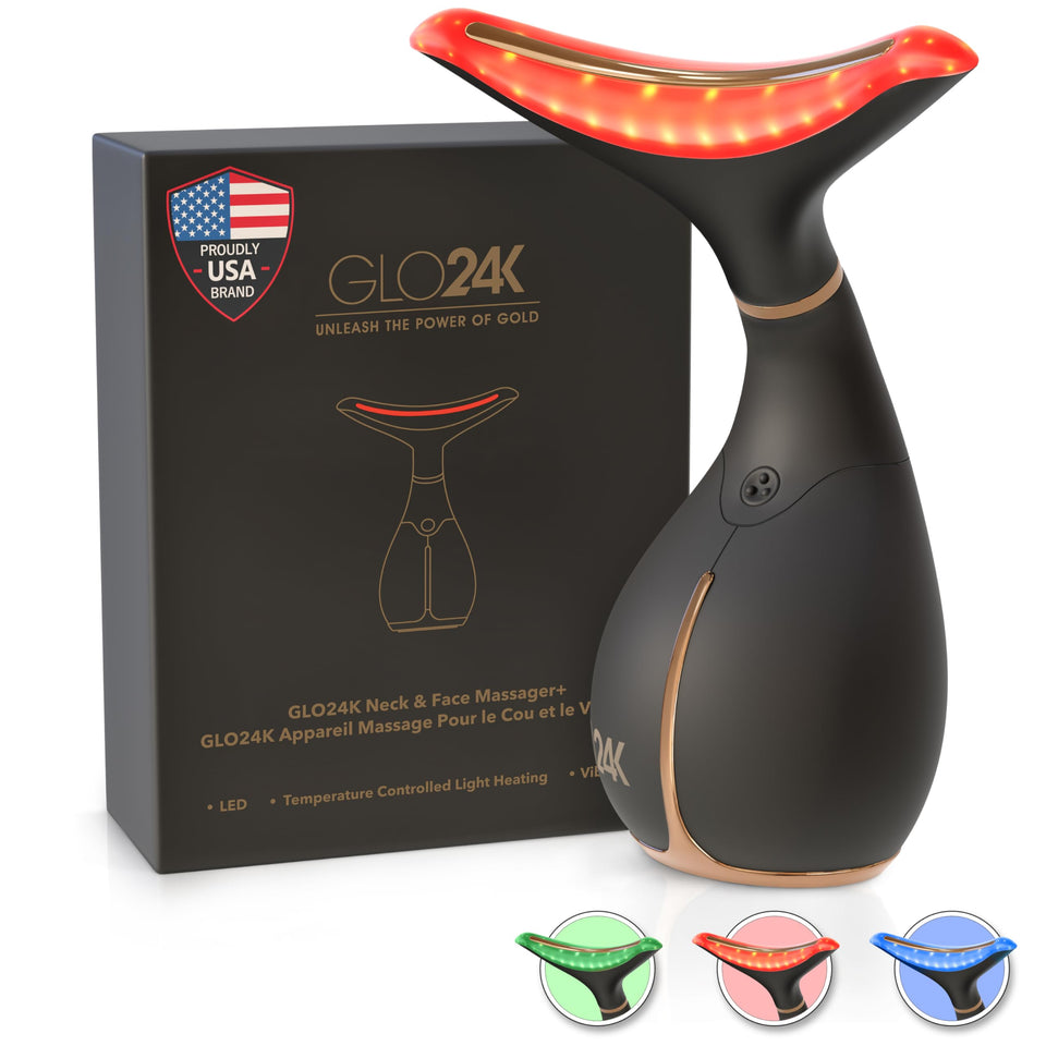 GLO24K front view showing LED wand head and ergonomic shape to improve skincare application