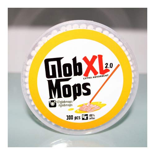 Glob Mops swab next to coin showing scale and extra absorbency