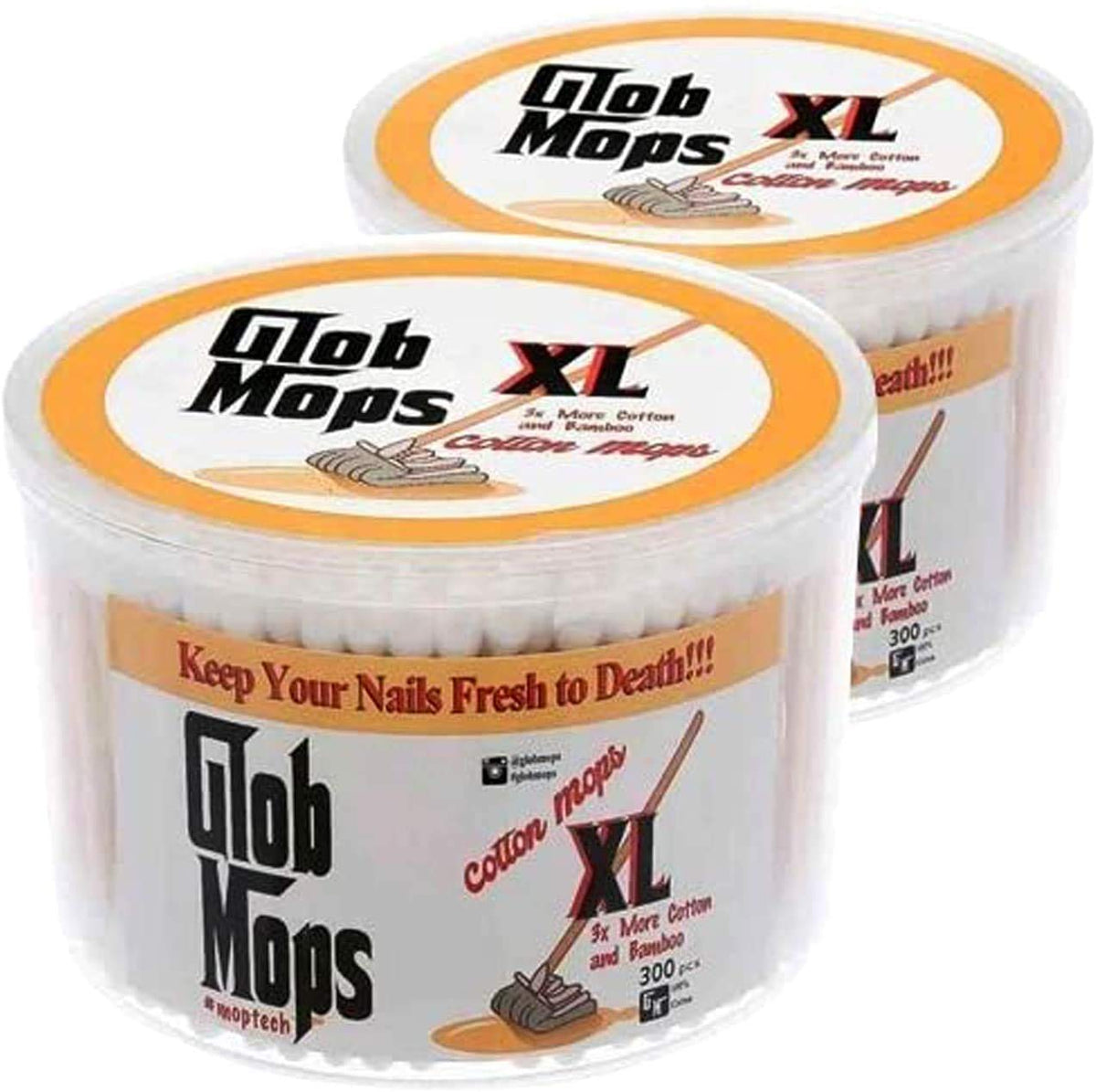Glob Mops front packaging showing XL swabs and product benefits