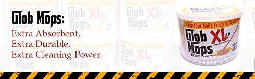 Glob Mops jar storage with label showing pack size and easy access