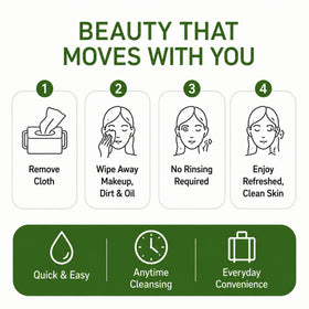 Global Beauty Care wipe held in hand to show size and practical coverage for face cleansing