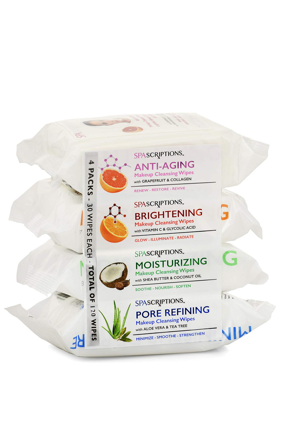 Global Beauty Care front pack showing four-type wipe set and benefits