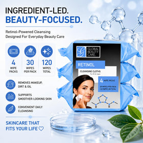 Global Beauty Care four pouches stacked demonstrating quantity and long-term supply benefit