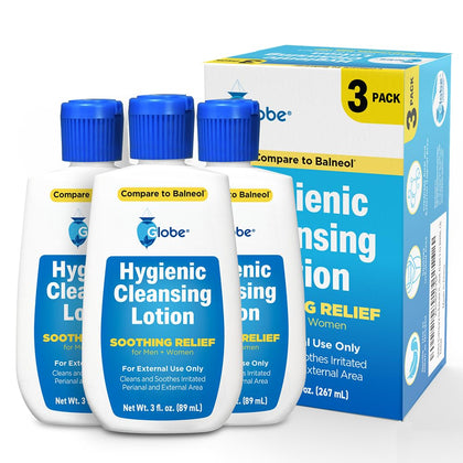 Globe front packaging showing three 3 oz bottles for convenient hygiene