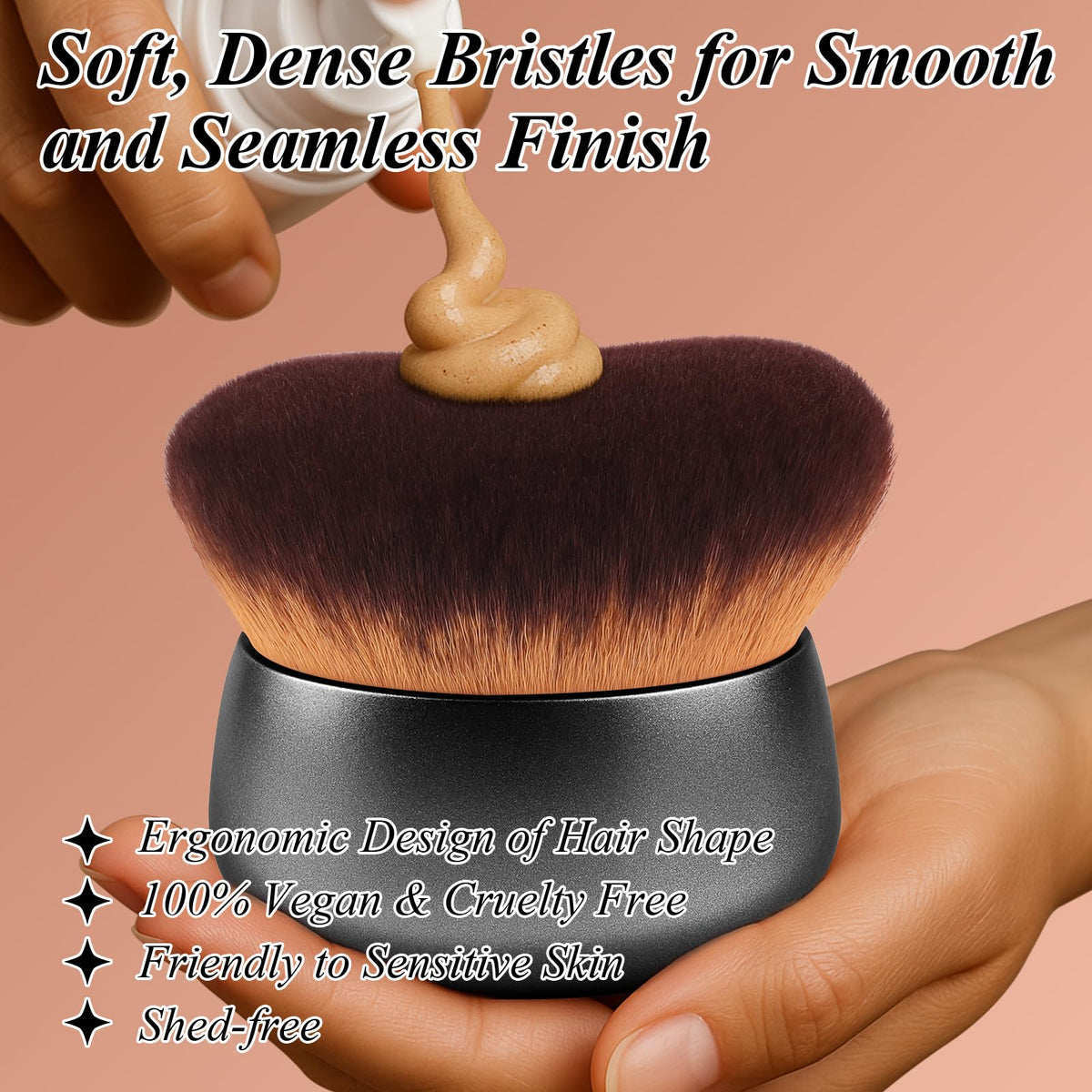 GloréBrochas brush applying self tanner to leg for streak-free, even finish