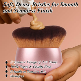 GloréBrochas brush beside a hand to show 75mm extra-wide coverage and scale